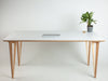 Merino White laminate on birch ply desk with laptop 